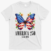 America 250 Years 1776-2026 250th Anniversary Butterfly  T-Shirt - White