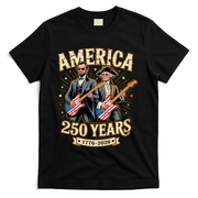 America 250 Years 1776-2026 Funny Lincoln Washington Rock And Roll T-Shirt - Black