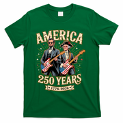America 250 Years 1776-2026 Funny Lincoln Washington Rock And Roll T-Shirt - Green
