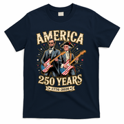 America 250 Years 1776-2026 Funny Lincoln Washington Rock And Roll T-Shirt - Navy