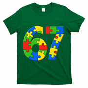 Autism 67 Puzzle 6-7 Meme Six Seven T-Shirt - Green