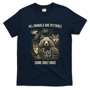 All Animals Are Pettable Some Only Once Vintage Nature T-Shirt - Navy Blue