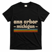 Ann Arbor Michigan Retro T-Shirt - Black