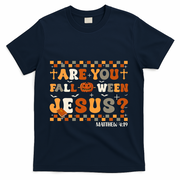 Autumn Are You Falloween Jesus Christian Halloween Pumpkin T-Shirt - Navy
