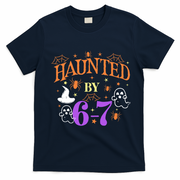 Aunted By 6-7 Halloween Math Teacher 67 Meme T-Shirt - Navy Blue