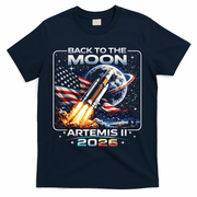 Artemis Back To The Moon 2026 USA Flag T-Shirt - Navy