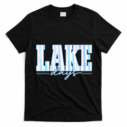 Ake Days Striped Summer Preppy Cottage Coastal T-Shirt - Black