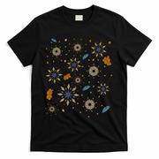 Autumn Fall Inspired Design Falling Leaves Nature Bird T-Shirt - Black
