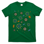 Autumn Fall Inspired Design Falling Leaves Nature Bird T-Shirt - Green
