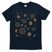 Autumn Fall Inspired Design Falling Leaves Nature Bird T-Shirt - Navy