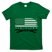 American Flag Jiu Jitsu Black Belt Ranking Bjj Jiujitsu T-Shirt - Irish Green
