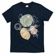 Abstract Floral Modern Botanical T-Shirt - Navy