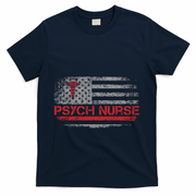 American Flag Psychiatric Nurse Rn Tal Health Psych Nurse Gift T-Shirt - Navy