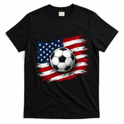 American Flag Soccer Ball USA T-Shirt - Black