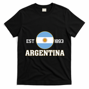 Argentina Flag Sun Emblem Soccer Fans Est 1893 T-Shirt - Black