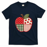 Apple Gingham Polka Dot Teacher Classroom Back To School T-Shirt - Navy Blue