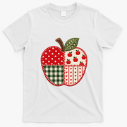 Apple Gingham Polka Dot Teacher Classroom Back To School T-Shirt - White