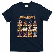 Animal Groups Unveiled Educational Wildlife T-Shirt - Navy Blue