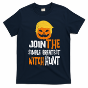 Anti-Trump Halloween Pumpkin Join Single Greatest Witch Hunt T-Shirt - Navy Blue