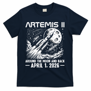 Artemis II Around The Moon And Back 2026 T-Shirt - Navy