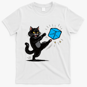 Anti ICE Funny Cat Kicking ICE  T-Shirt - White