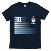 Argentina Jersey Number 10 Soccer Fan T-Shirt - Navy Blue