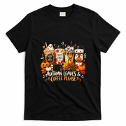 Autumn Leaves And Coffee Please Seasonal T-Shirt - Black
