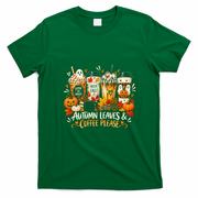 Autumn Leaves And Coffee Please Seasonal T-Shirt - Irish Green