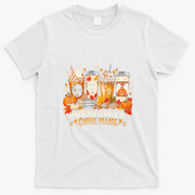 Autumn Leaves And Coffee Please Seasonal T-Shirt - White