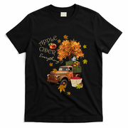 Autumn Leaves and Truck Design Apple Cider Everything Fall T-Shirt - Black
