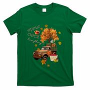 Autumn Leaves and Truck Design Apple Cider Everything Fall T-Shirt - Green