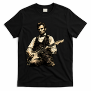 Abraham Lincoln Abe Playing Guitar Vintage T-Shirt - Black
