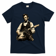Abraham Lincoln Abe Playing Guitar Vintage T-Shirt - Navy