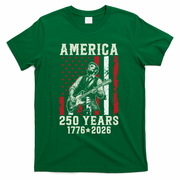 Abraham Lincoln Abe Playing Guitar 250 Years 1776-2026 T-Shirt - Green