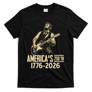 Abraham Lincoln Rcoks Guitar 4th July 250th Anniversary T-Shirt - Black