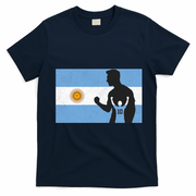 Argentina Number 10 Flag Soccer Player T-Shirt - Navy Blue