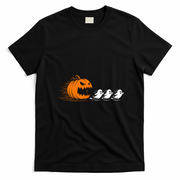 Angry Pumpkin Eating Ghost Halloween Video Gamer Retro Gaming T-Shirt - Black