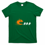 Angry Pumpkin Eating Ghost Halloween Video Gamer Retro Gaming T-Shirt - Irish Green