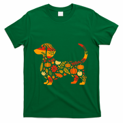 Autumn Pumpkin Fall Dachshund Thanksgiving T-Shirt - Green