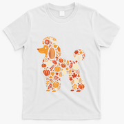 Autumn Pumpkin Fall Poodle Thanksgiving Dog T-Shirt - White