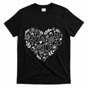 Autumn Pumpkin Fall Lover Heart Gift T-Shirt - Black