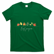Autumn Peeping Fall Foliage Leaf Peeper Thanksgiving T-Shirt - Green