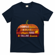 Adorable Pumpkin Spice Hayrides Apple Cider And Falling Leaves Gift T-Shirt - Navy Blue