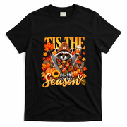 Autumn Raccoon Funny Tis The Season Fall Pumpkin T-Shirt - Black