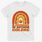 A Rainbow Of Autumn Colors Halloween Pumpkin T-Shirt - White