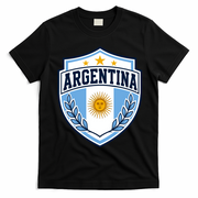 Argentina Soccer Crest Sun Stars For Fans T-Shirt - Black
