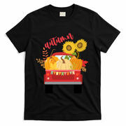 Autumn Sunflower Pumpkin Vintage Truck T-Shirt - Black