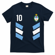 Argentina Soccer Team Jersey 10 Flag Elblem T-Shirt - Navy Blue