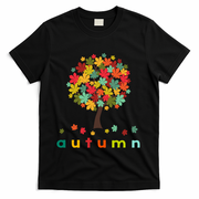 Autumn Tree Colorful Festive T-Shirt - Black
