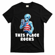 Alien This Place Rocks USA 4th Of July T-Shirt - Black